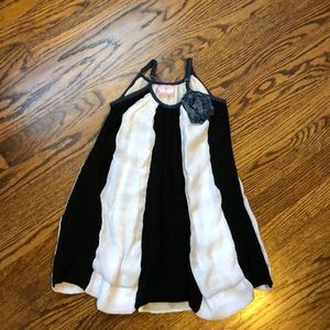 Black and white pieces dress with Denim Trim